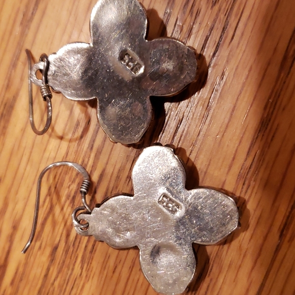 Gorgeous Vintage Sterling Silver Onyx? Earrings!!!🖤🤍 - Picture 5 of 6